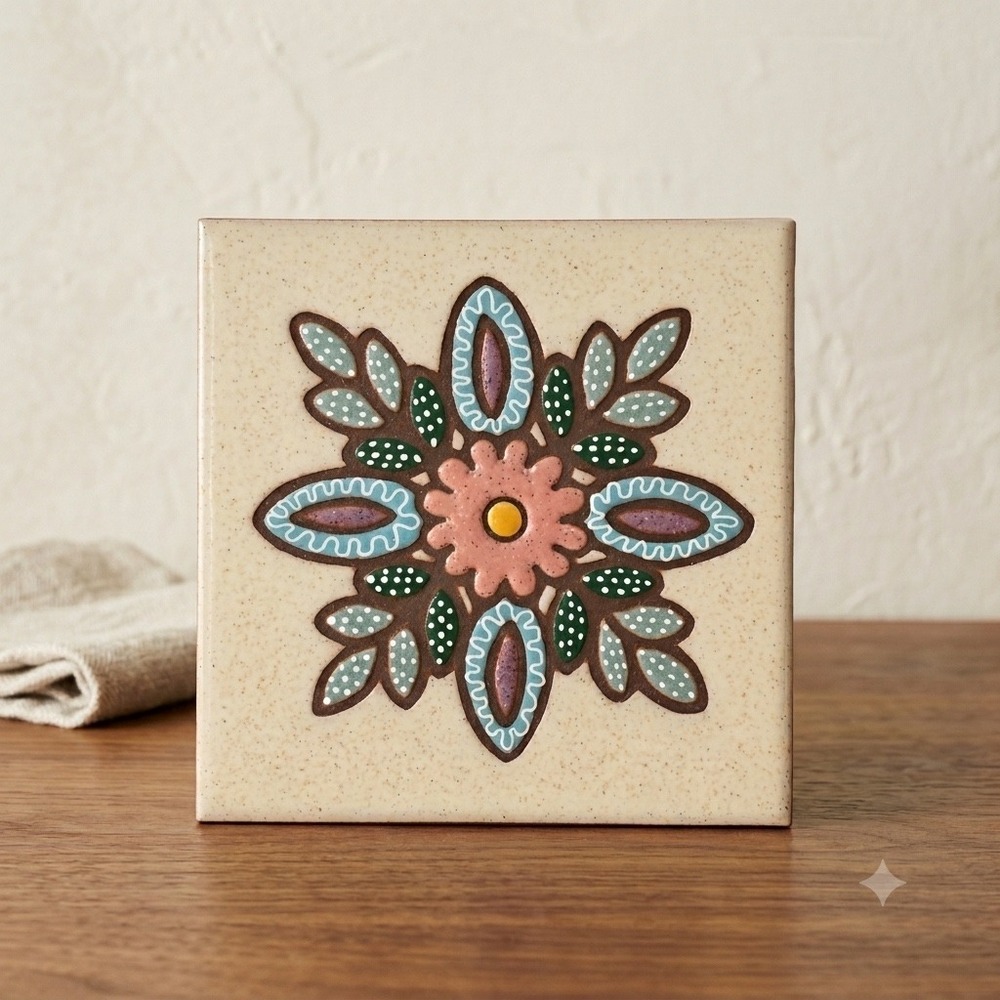 Payne Creations Oregon Daisy Hand Painted Ceramic Tile Trivet Wall Decor